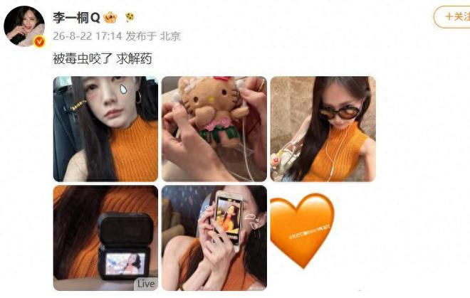 李一桐被毒虫咬了脸，发文“求解药”